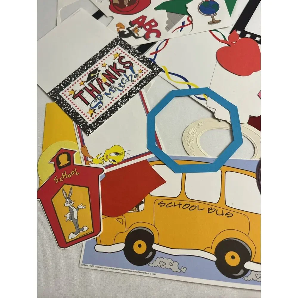 Vintage Scrapbook Die Cuts Lot Back to School Graduation Frames Stencil Alphabet